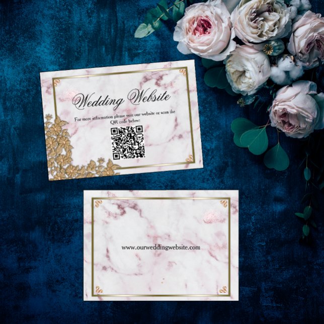 Tarjeta De Recepción Sitio web del Boda Gold Lace y Pearls (Subido por el creador)