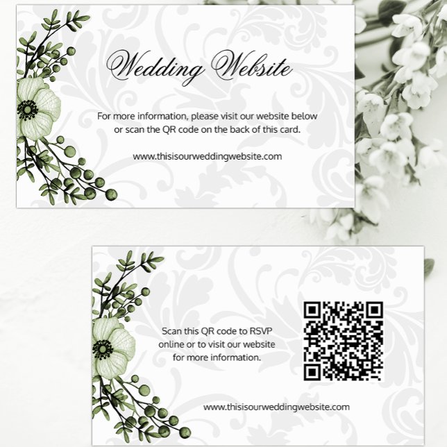 Tarjeta De Recepción Sitio web del Boda Green Berry Wreath Boho (Subido por el creador)