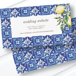 Tarjeta De Recepción Sitio web del Boda mediterráneo azul de limón