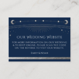Tarjeta De Recepción Sitio web del Boda Mystical Blue Silver RSVP Códig