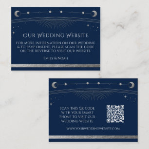 Tarjeta De Recepción Sitio web del Boda Mystical Blue Silver RSVP Códig