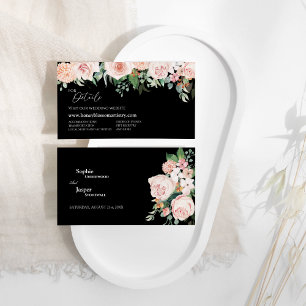 Tarjeta De Recepción Sitio web del Boda negro floral de Rubor