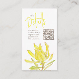 Tarjeta De Recepción sitio web del boda QR boda leucadendron amarillo