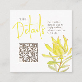 Tarjeta De Recepción sitio web del boda QR boda leucadendron amarillo E