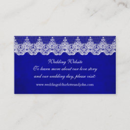 Tarjeta De Recepción Sitio web del boda Royal White Cobalt Lace