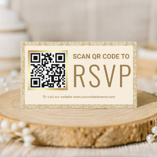 Tarjeta De Recepción Sitio web del Boda RSVP de código QR de Damasco de
