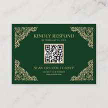 Sitio web del Boda RSVP de código QR de marco verd