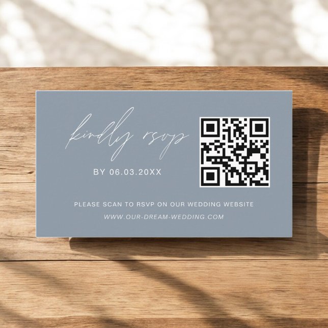 Tarjeta De Recepción Sitio web del Boda RSVP del código QR azul de Dust (Subido por el creador)