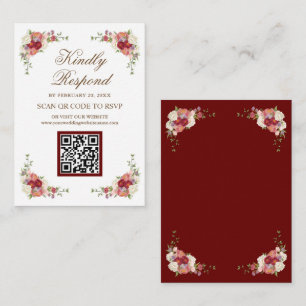 Tarjeta De Recepción Sitio web del Boda RSVP del código QR de floración