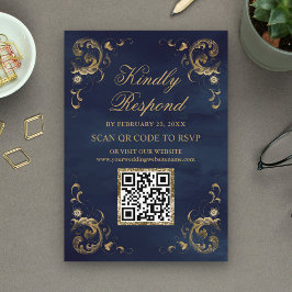 Tarjeta De Recepción Sitio web del Boda RSVP del código QR de la Marina