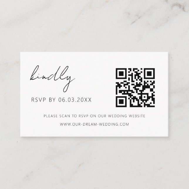 Tarjeta De Recepción Sitio web del Boda RSVP del código QR del presupue (Anverso)
