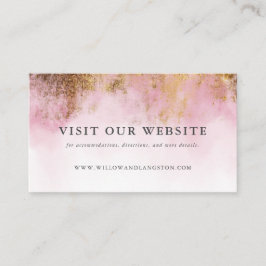 Tarjeta De Recepción Sitio web del Boda Rubor Pink Watercolor Gold