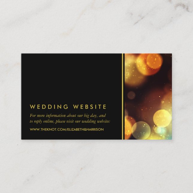 Tarjeta De Recepción Sitio web del Boda Twilight Bokeh Lights (Anverso)