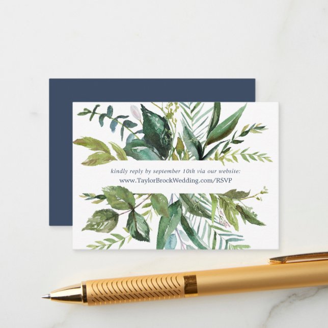 Tarjeta De Recepción Sitio web del Boda Verano RSVP (Anverso/Reverso In Situ)