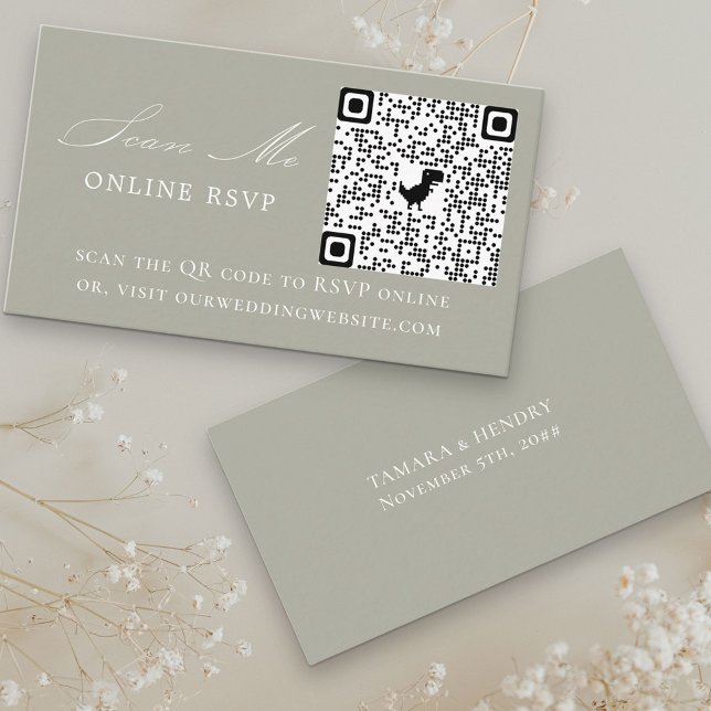 Tarjeta De Recepción Sitio web del Boda verde sabio RSVP QR Code (Subido por el creador)