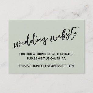 Tarjeta De Recepción Sitio web del Boda Verde Sage de escritura a mano