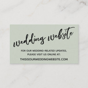 Tarjeta De Recepción Sitio web del Boda Verde Sage de escritura a mano