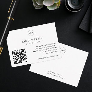 Tarjeta De Recepción Sitio web del logotipo de código QR de RSVP para e