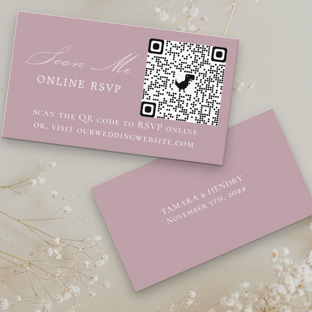 Tarjeta De Recepción Sitio web del Rosa de código QR RSVP en línea (Subido por el creador)