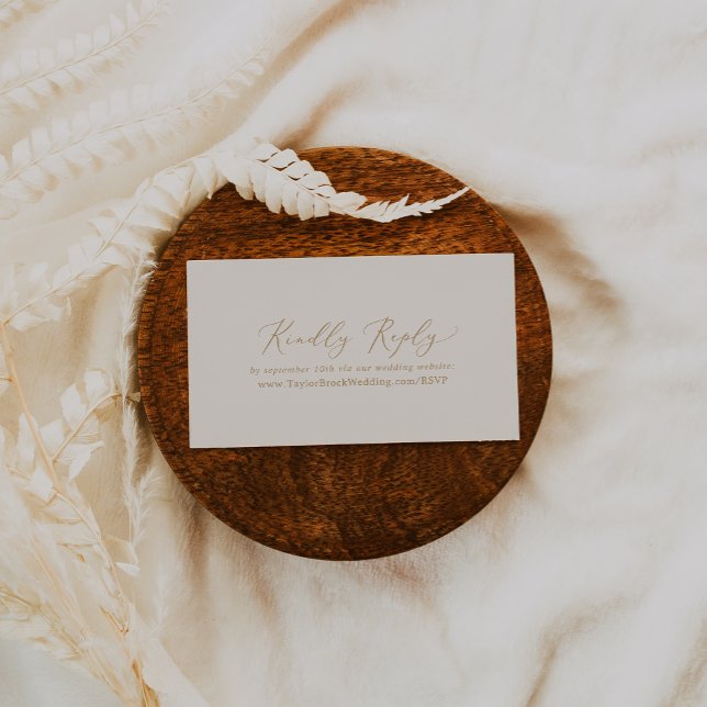 Tarjeta De Recepción Sitio web Delicate Gold y Cream Boda RSVP (Subido por el creador)