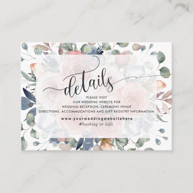 Tarjeta De Recepción Sitio web Dusty Blue and Greenery / Detalles (Anverso)