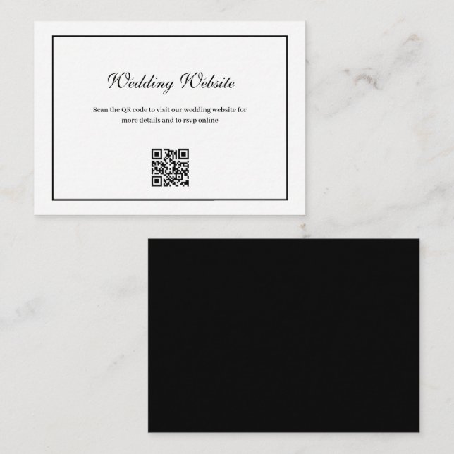Tarjeta De Recepción sitio web elegante de boda de código QR de marco n (Anverso / Reverso)