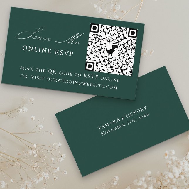 Tarjeta De Recepción Sitio web en línea RSVP QR Code Emerald Boda (Subido por el creador)