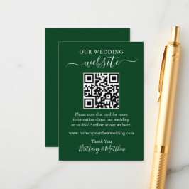 Tarjeta De Recepción Sitio web minimalista de Boda simple QR Green