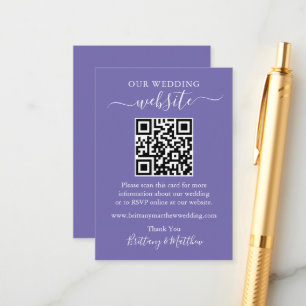 Tarjeta De Recepción Sitio web minimalista de Boda simple QR Periwinkle