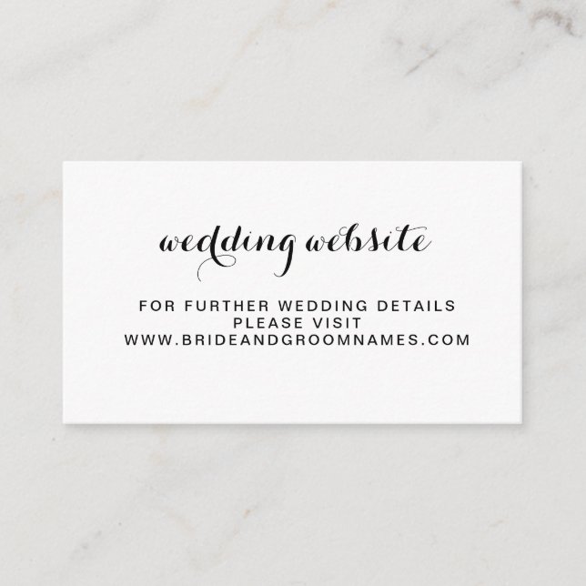 Tarjeta De Recepción Sitio Web Mínimo Simple Boda (Anverso)