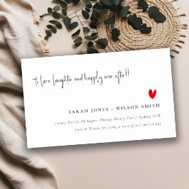 Tarjeta De Recepción Sitio Web Mínimo Simple Red Heart Script Boda