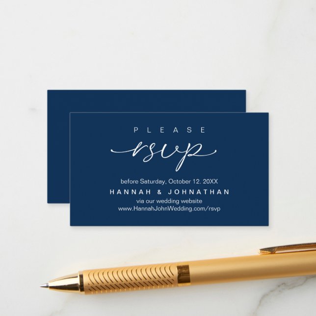 Tarjeta De Recepción Sitio web RSVP de la boda moderna (Anverso/Reverso In Situ)