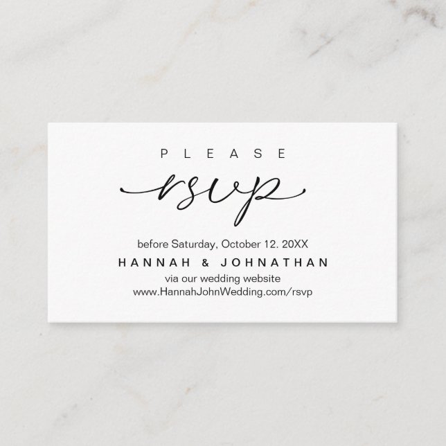 Tarjeta De Recepción Sitio web RSVP de la boda moderna (Anverso)