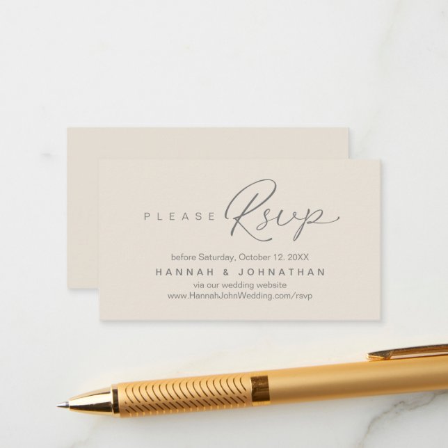 Tarjeta De Recepción Sitio web RSVP de la boda moderna (Anverso/Reverso In Situ)