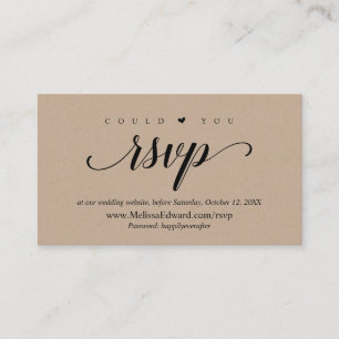 Tarjeta De Recepción Sitio web RSVP en línea, Rustic Brown Kraft