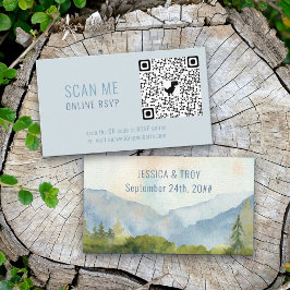 Tarjeta De Recepción Sitio web RSVP QR Code Mountain Lake Boda