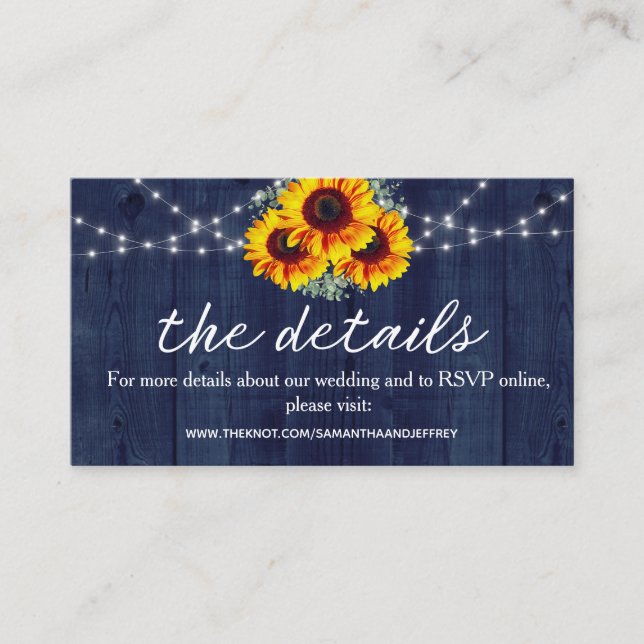 Tarjeta De Recepción Sitio web ruso Boda Blue Wood Online RSVP (Anverso)