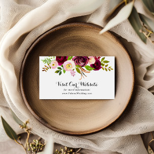Tarjeta De Recepción Sitio web ruso de Bodas florales en Rubor Borgoña