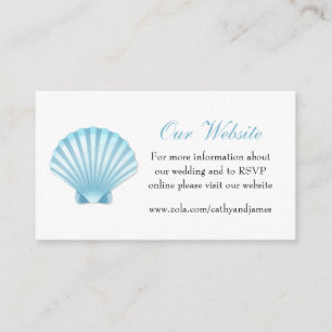 Tarjeta De Recepción Sitio web Seashell Blue Nautical Elegant Wedding