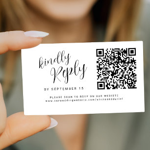 Tarjeta De Recepción Sitio web simple de boda de código QR en línea RSV