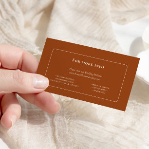 Tarjeta De Recepción Sitio web simple del Boda Boho Terracotta