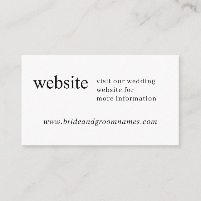 Tarjeta De Recepción Sitio web simple Minimalista de Boda de Moda moder (Anverso)