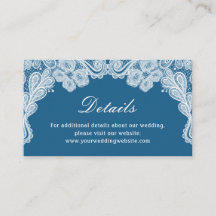 Sitio web sobre detalles de Boda azul Lace blanco