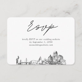 Tarjeta De Recepción Sketch Minimalista de Bodas de San Petersburgo RSV