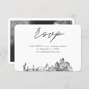 Tarjeta De Recepción Sketch Minimalista de Bodas de San Petersburgo RSV