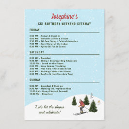Tarjeta De Recepción Ski Birthday Trip Weekend Getaway Itinerary
