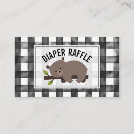Tarjeta De Recepción Sleepy Bear Gingham Baby Shower Diaper Raffle