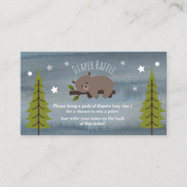 Tarjeta De Recepción Sleepy Bear Stars Watercolor Diaper Raffle