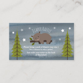 Tarjeta De Recepción Sleepy Bear Watercolor Stars Baby Diaper Raffle