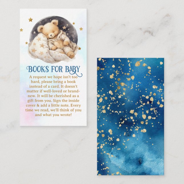 Tarjeta De Recepción Sleepy Teddy Bear solicitud de libro de Baby Showe (Anverso / Reverso)